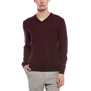 Bruno Magli Mens Wool V-Neck Sweater, Red